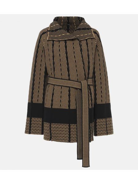 Cardigan i ull i jacquard Joseph brun