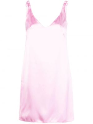Σατέν κοκτέιλ φόρεμα με λαιμόκοψη v Nº21 ροζ