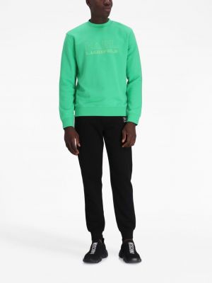 Raštuotas medvilninis džemperis Karl Lagerfeld žalia