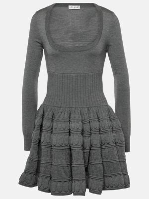 Vlněné šaty Alaïa šedé