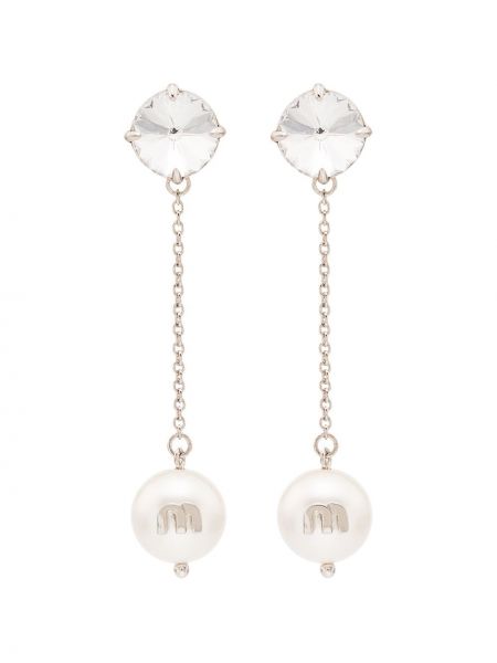 Pendientes con perlas de cristal Miu Miu blanco