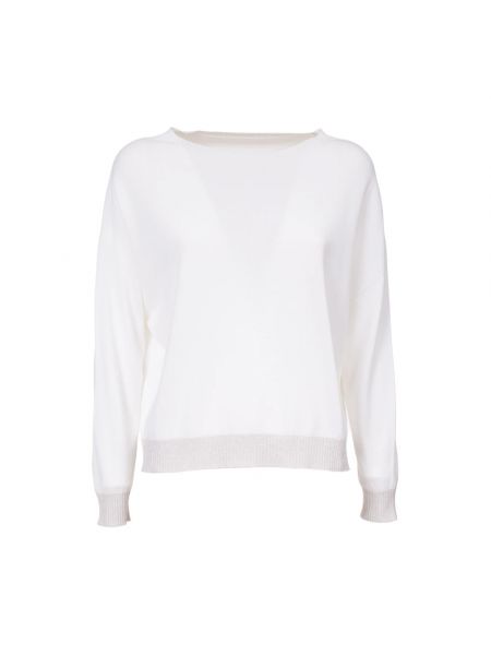 Sweter bawełniany z długim rękawem Le Tricot Perugia biały