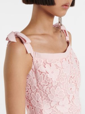 Midi haljina s lađastim izrezom s čipkom Giambattista Valli ružičasta