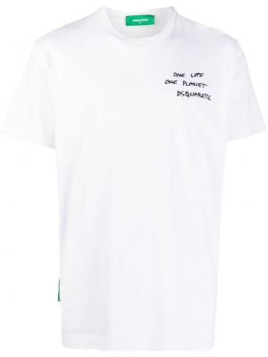 Bombažna majica s potiskom Dsquared2 bela