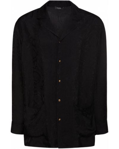 Viskózová košeľa s potlačou Versace Underwear čierna