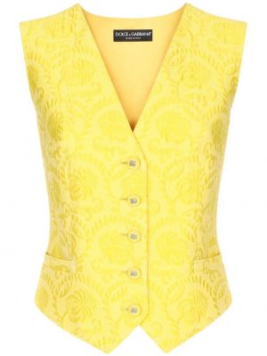 Žakárová bavlnená vesta Dolce & Gabbana žltá