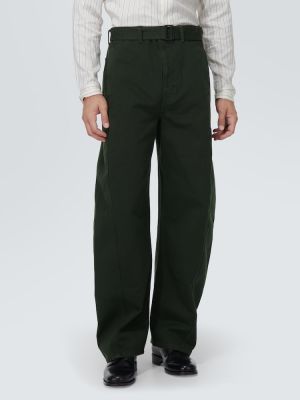 Pantaloni din bumbac Lemaire verde