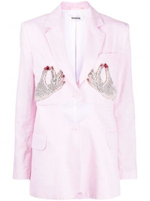 Bavlněné lněné sako s knoflíky Vivetta - růžová