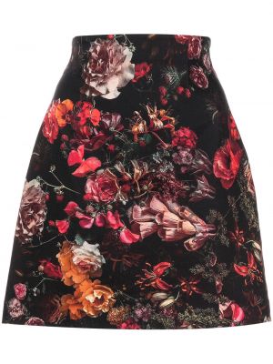 Květinové midi sukně s vysokým pasem na zip Adam Lippes - černá