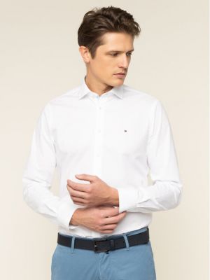 Риза slim Tommy Hilfiger Tailored бяло