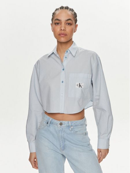Priliehavá rifľová košeľa Calvin Klein Jeans modrá