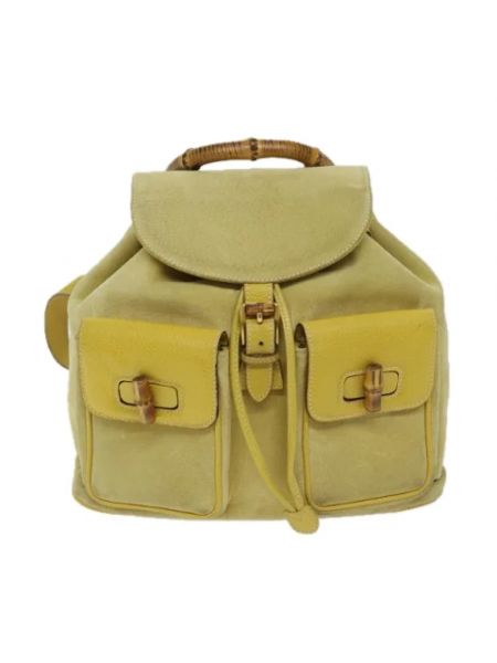Plecak zamszowy retro Gucci Vintage żółty