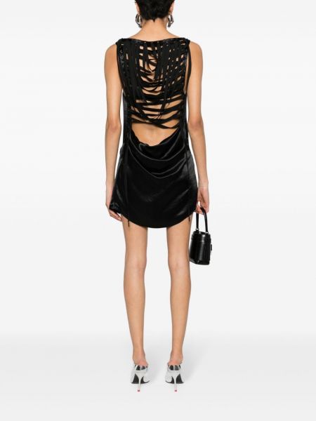Saténové koktejlové šaty Jean Paul Gaultier černé