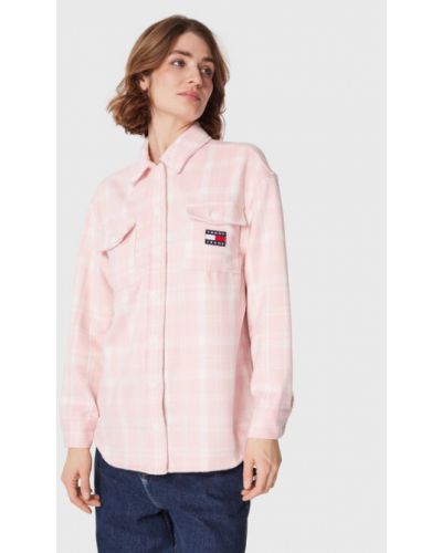 Laza szabású casual farmer ing Tommy Jeans - rózsaszín