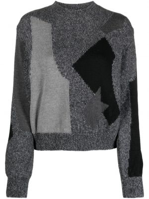 Памучен пуловер Moschino сиво