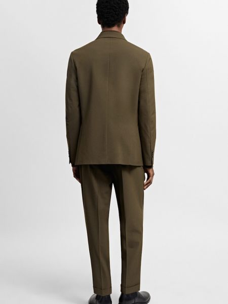 Приталенный двубортный пиджак Mango коричневый