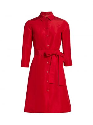 Красное шелковое платье-рубашка Carolina Herrera