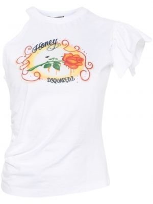 Тениска с принт Dsquared2 бяло