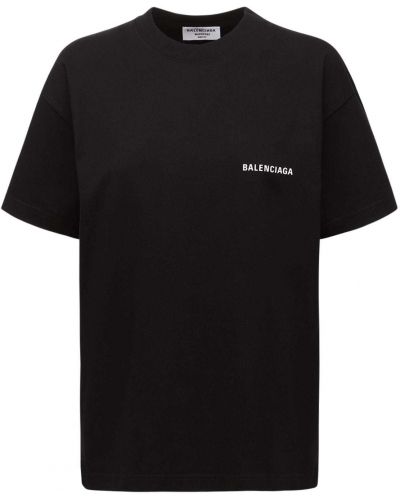 Džerzej priliehavé tričko s potlačou Balenciaga čierna