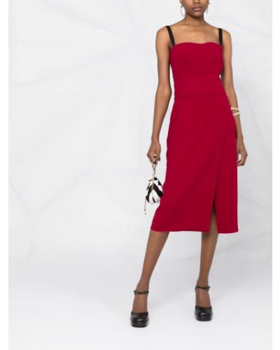 Vestido midi ajustado sin mangas Dolce & Gabbana rojo