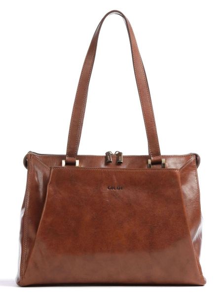 Кожаная сумка шоппер Giudi коричневая
