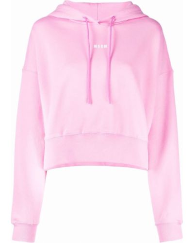 Hoodie con stampa Msgm rosa