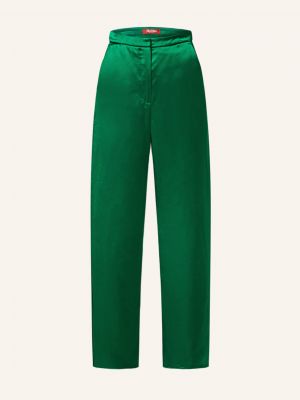 Saténové kalhoty Maxmara Studio zelené
