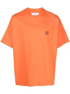 Koszulka bawełniana w paski z nadrukiem Facetasm - pomarańczowy