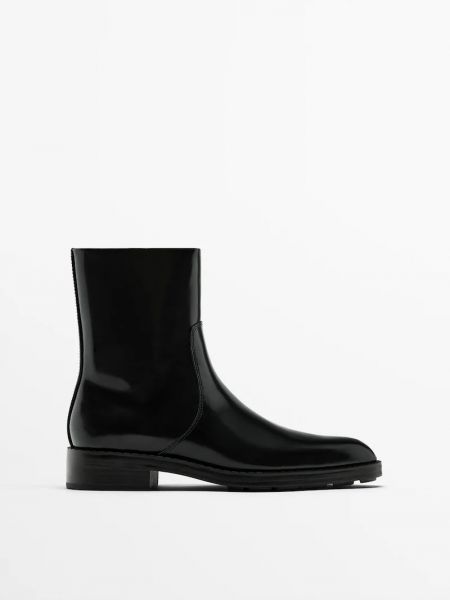 Черные кожаные ботинки Massimo Dutti