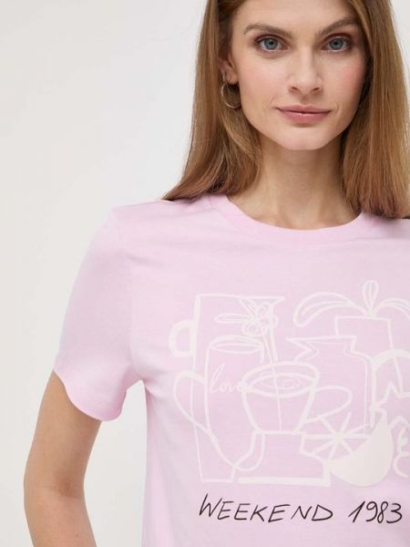 Розовая хлопковая футболка Weekend Max Mara