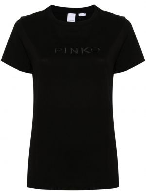 Kokvilnas t-krekls Pinko melns