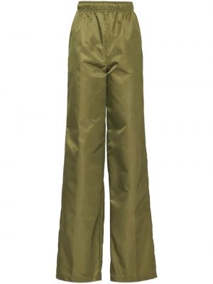 Nylonowe proste spodnie Prada zielone