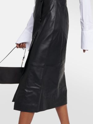 Falda midi ajustada de cuero Nina Ricci negro
