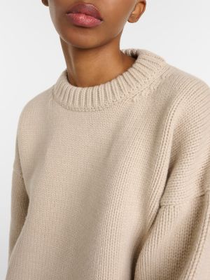 Sweter wełniany z kaszmiru The Row beżowy