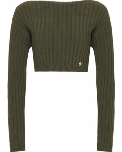 Шерстяной свитер Balmain зеленый