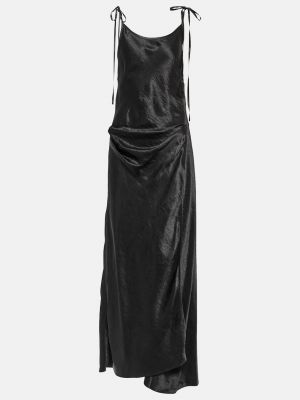 Атласное длинное платье Acne Studios черное