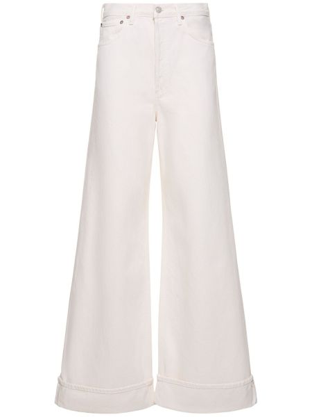 Voľné džínsy s vysokým pásom Agolde biela