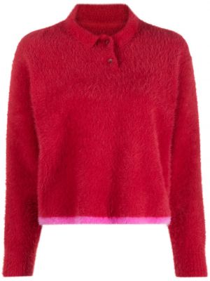 Tricou polo tricotate Jacquemus roșu