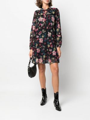 Sukienka mini w kwiatki z nadrukiem Liu Jo czarna