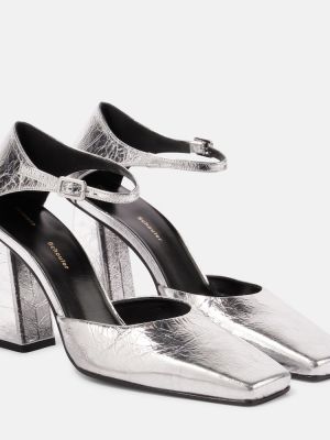 Pantofi cu toc din piele Proenza Schouler argintiu