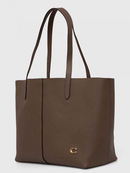 Шкіряна сумка шопер Coach коричнева