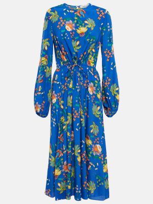 Robe mi-longue à fleurs Diane Von Furstenberg bleu