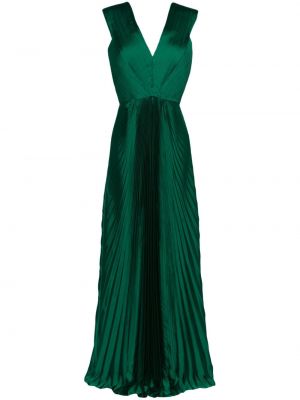 Вечерна рокля с v-образно деколте Semsem зелено