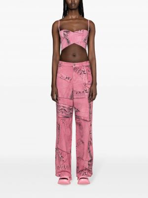 Pantalon cargo à imprimé avec poches Blumarine rose