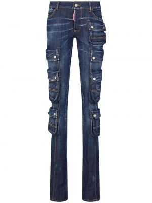 Skinny fit džínsy s nízkym pásom Dsquared2 modrá