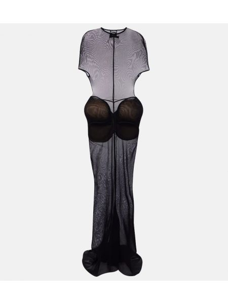 Μάξι φόρεμα από τούλι Jean Paul Gaultier μαύρο