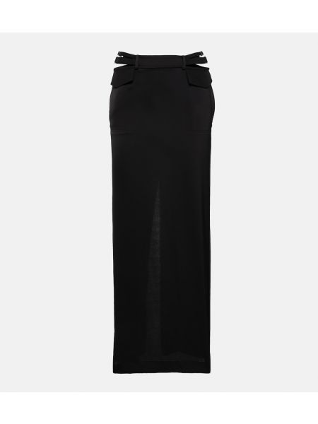 Атласная длинная юбка с карманами Dion Lee черная
