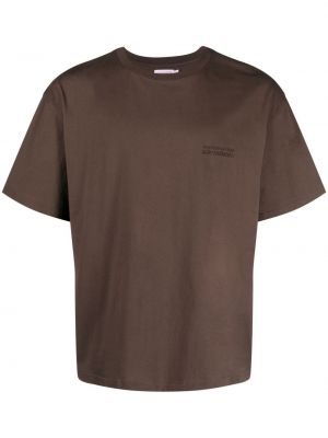 Bavlnené tričko s výšivkou Charles Jeffrey Loverboy hnedá
