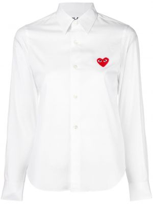 Риза бродирана със сърца Comme Des Garçons Play бяло