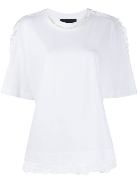 Camiseta con bordado con perlas Simone Rocha blanco